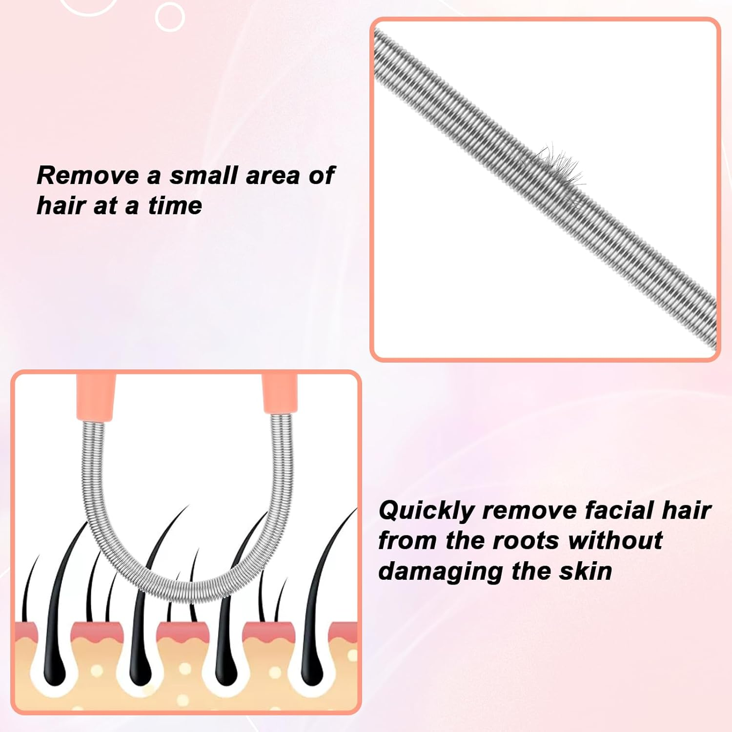 Molain 6 Pieces Facial Hair Remover Spring Eyebrow Face Epilator Coil Portable Hair Remover Spring Threading Tool Hair Remover Spring Epilator for Women Chin Cheek Mustache Upper Lip image number 5