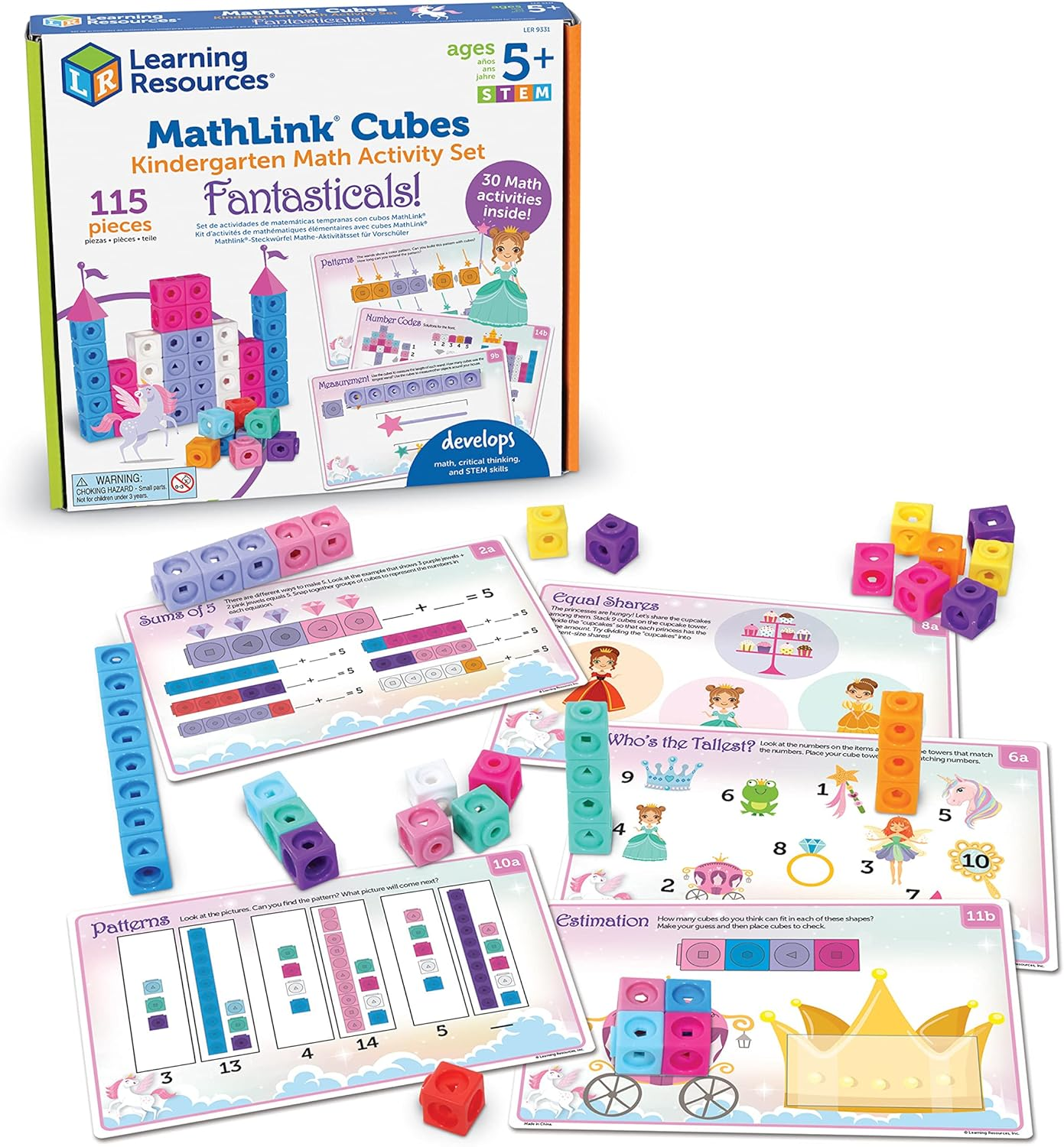 Learning Resources Mathlink Cubes Kindergarten Math Activity Set: Fantasticals! 115 Pieces, Ages 5+ Kindergarten STEM Activities, Math Activity Set and Games for Kids image number 4