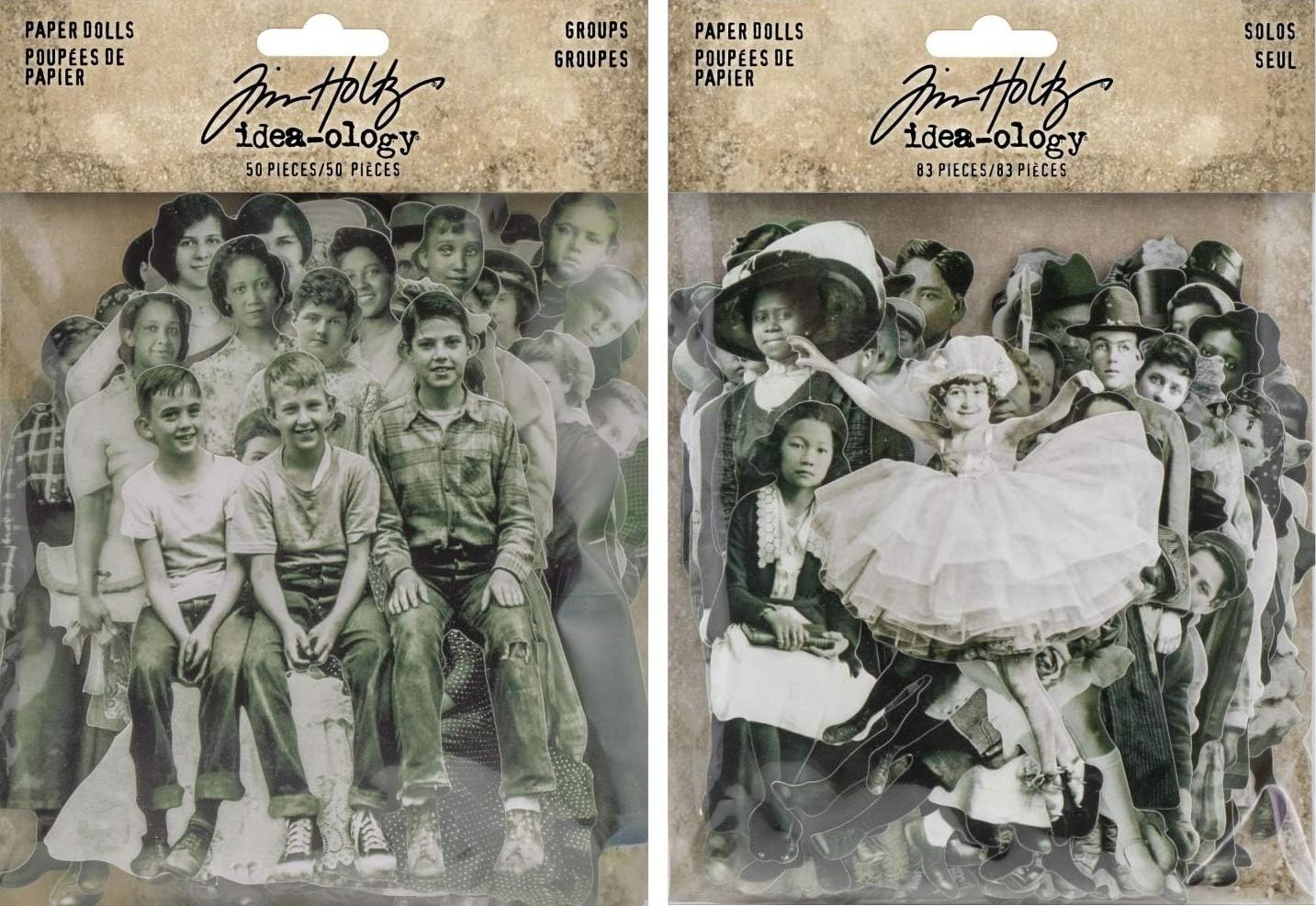 Idea-Ology Tim Holtz Idea-Ology 2021 Paper Dolls Groups and Paper Dolls Solos - 2 Item Bundle Orange, Black