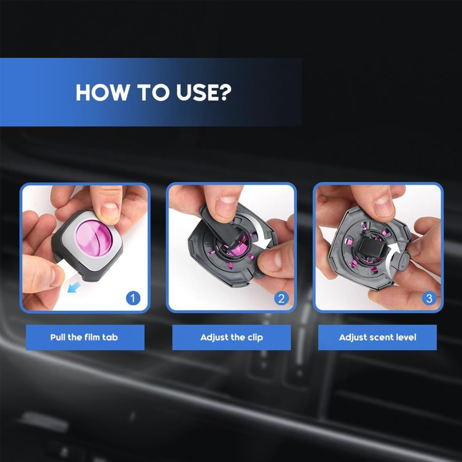 Five Different Scent Car Air Freshener Clip, 5Car Freshener Vent Clips, 4G Each, Long Lasting Air Freshener for Car, up to 250 Days Car Refresher Odor Eliminator image number 6