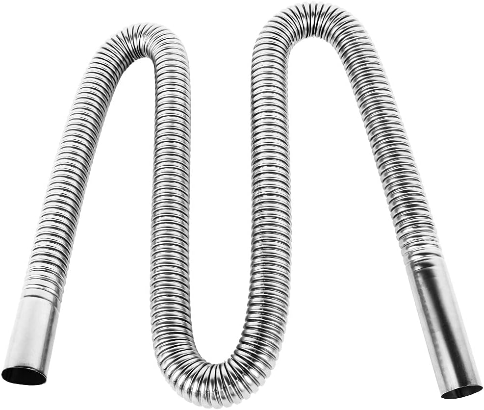 Exhaust Pipe, Exhaust Hose, Car Air Diesel Parking Heater Exhaust Pipe, Stainless Steel Flexible Exhaust Hose Diesel Gas Vent Hose with 2 Exhaust Clamp for Car Air Diesel Parking Heater image number 1