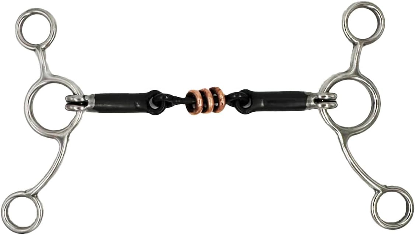 MP2MINGPIN Double-Jointed Bit Stainless Steel Snaffle Bits for Horses with Three Brass Rings,Durable and Comfortable Horse Bit for Riding Enthusiasts and Trainers image number 1