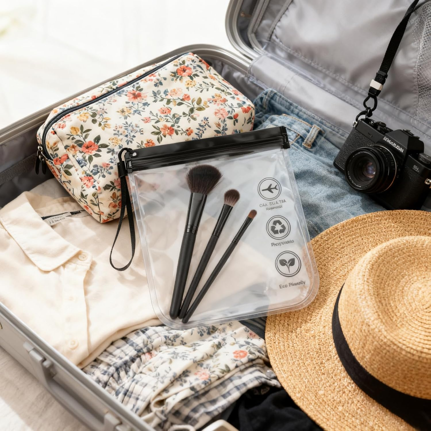 Langtaojin 5-Piece Travel Essentials Set: 3 Travel Toiletry Bags + 2 Sealed Makeup Pouches, Ideal for Must-Have Travel Scenarios, Including Toiletry Bags and Small