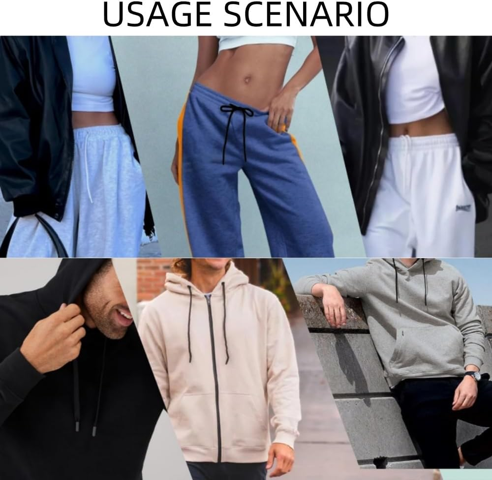 Replacement Drawstrings Drawcords 51IN Cotton Drawstring Cord with Easy Metal Threader Adjustable Easy to Install Perfect for Hoodies Activewear(2Pcs Black, Red) image number 5