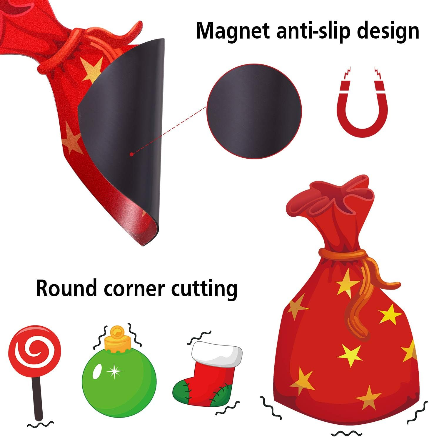 Christmas Party Decoration, Animated Christmas Fridge Magnet Set, Magnet Refrigerator Stickers Holiday Christmas Decorations for Fridge, Metal Door, Garage, Office (Christmas Tree Magnet, 21 Pieces)