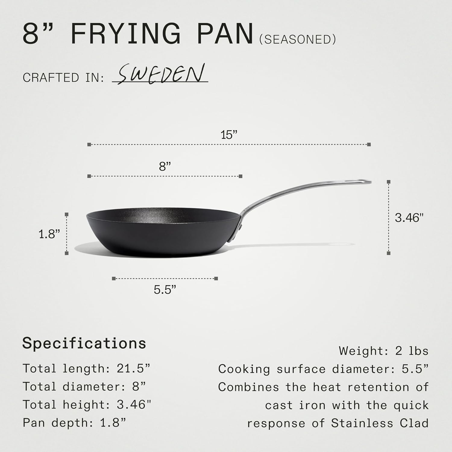 Made in Cookware - Seasoned 8" Carbon Steel Frying Pan - (Like Cast Iron, but Better) - Professional Cookware - Crafted in Sweden - Induction Compatible image number 4