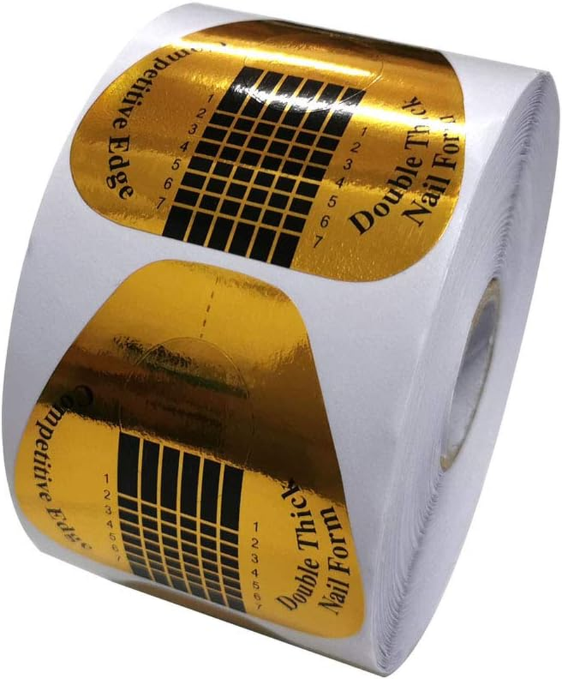 Beautyleader 500 Pieces Golden Color Nail Extension Form Horseshoe-Shaped Nail Art Acrylic Nail/Uv GEL Nail Extention Tips Form Guide Sticker image number 5