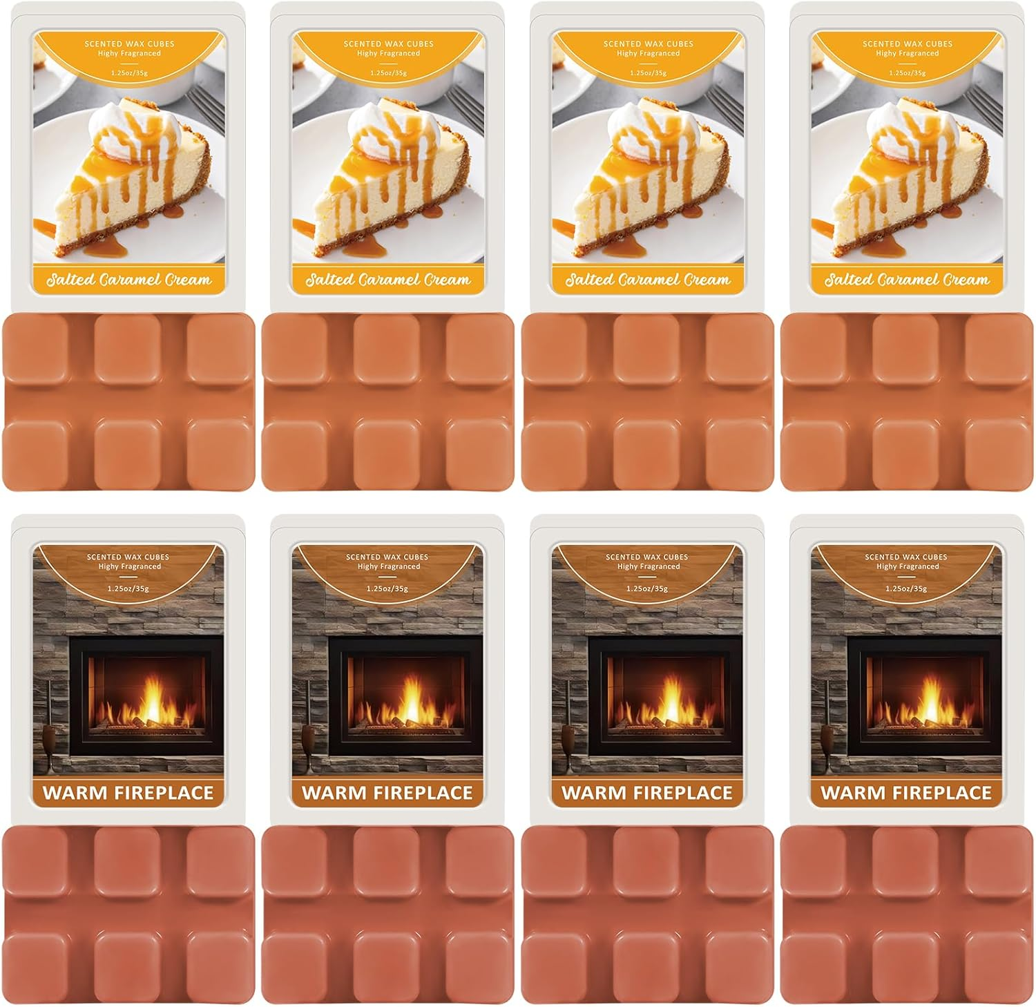 LA BELLEF&Eacute;E Wax Melts, Cashmere Scent Wax Cubes 4 Pack, Soy Wax for Candle Making,Wax Cubes, Christmas Decoration and Home Fragrance - Salted Caramel Cream/Warm Fireplace