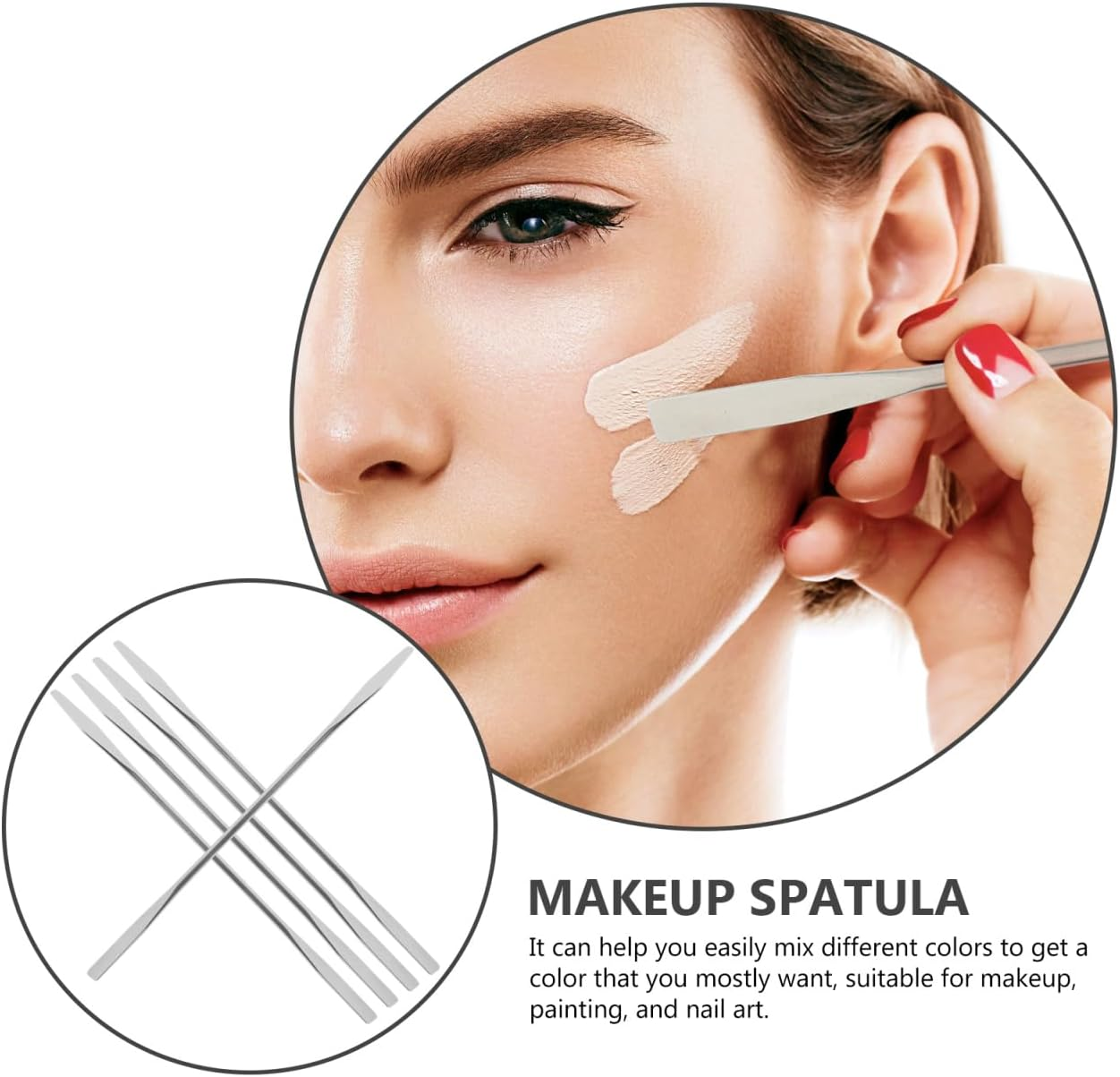 MOTHNUR 5Pcs Makeup Mixing Spatula Set - Stainless Steel Foundation Blush and Lipstick Cosmetic Stirring Rods for Makeup Artists & Nail Art image number 4