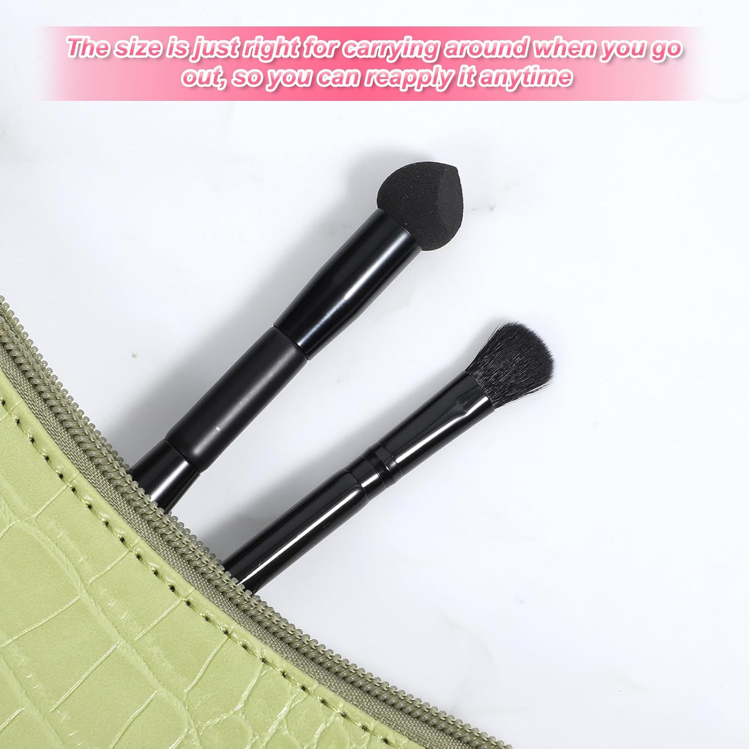 Pack of 2 Double Hair Root Powder Brushes, Dual Ended Hairline Brushes, Root Concealer Brush, 2-In-1 Hairline, Sponge Brush for Men and Women, Black image number 4