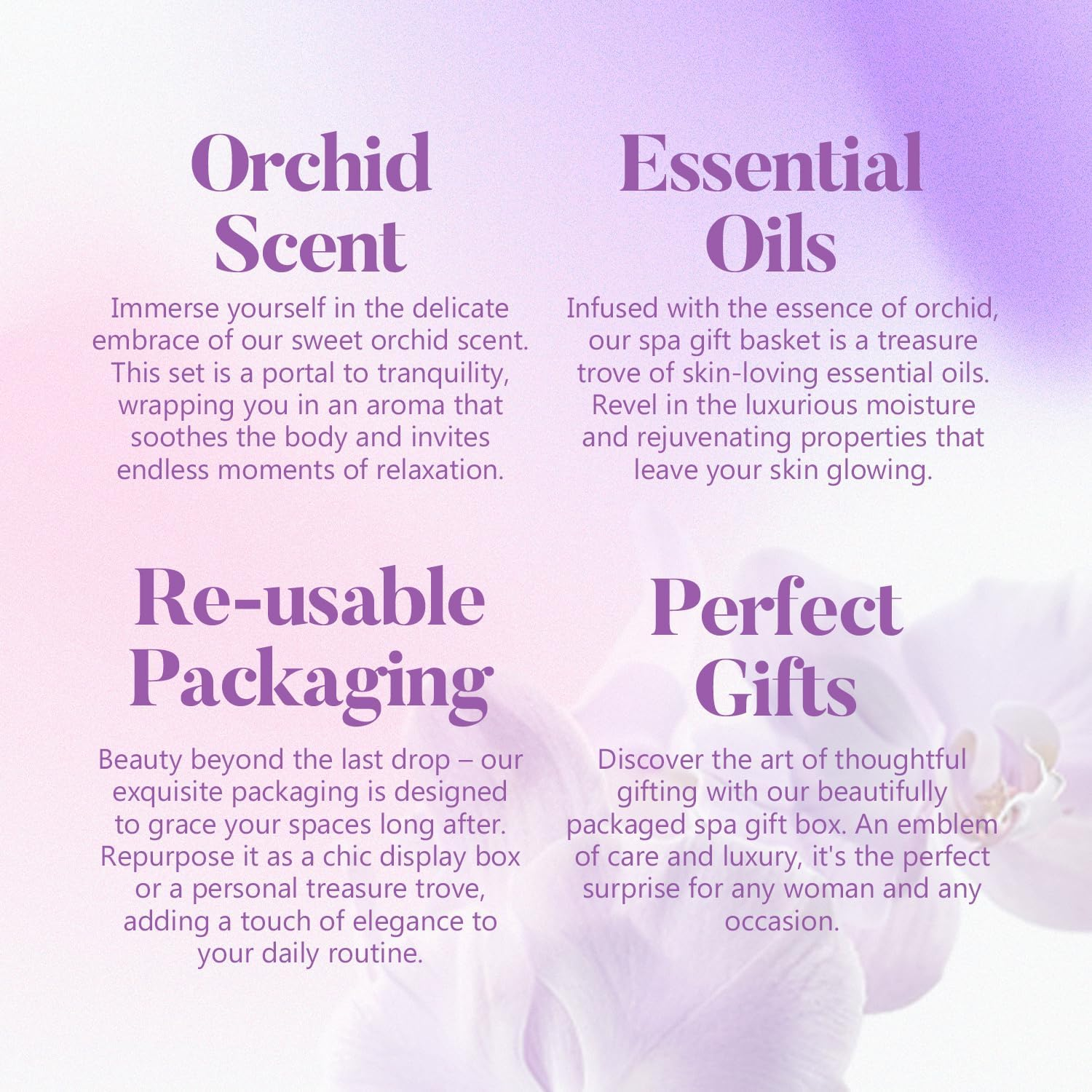 Body & Earth Bath Spa Gifts for Women - Gift Set for Women, 5 Pcs Bath Set with Orchid Scented Candle, Body Butter, Hand Cream, Bath Bar and Bath Bomb, Birthday Gifts Box for Women, Valentines Day Gifts.