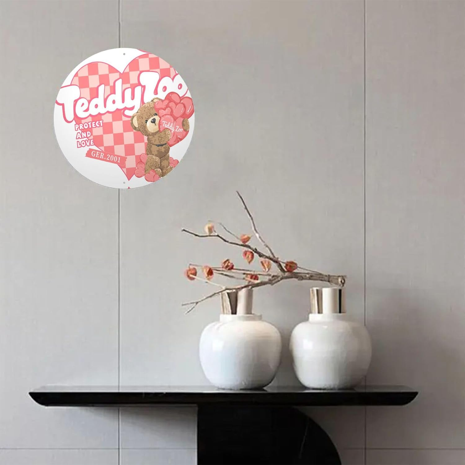 Round Love Decorative Painting Tin Sign Home Outdoor Bar Art Deco Aluminum Painting Metal Poster Fade Resistant Durable 20CM Diameter image number 3