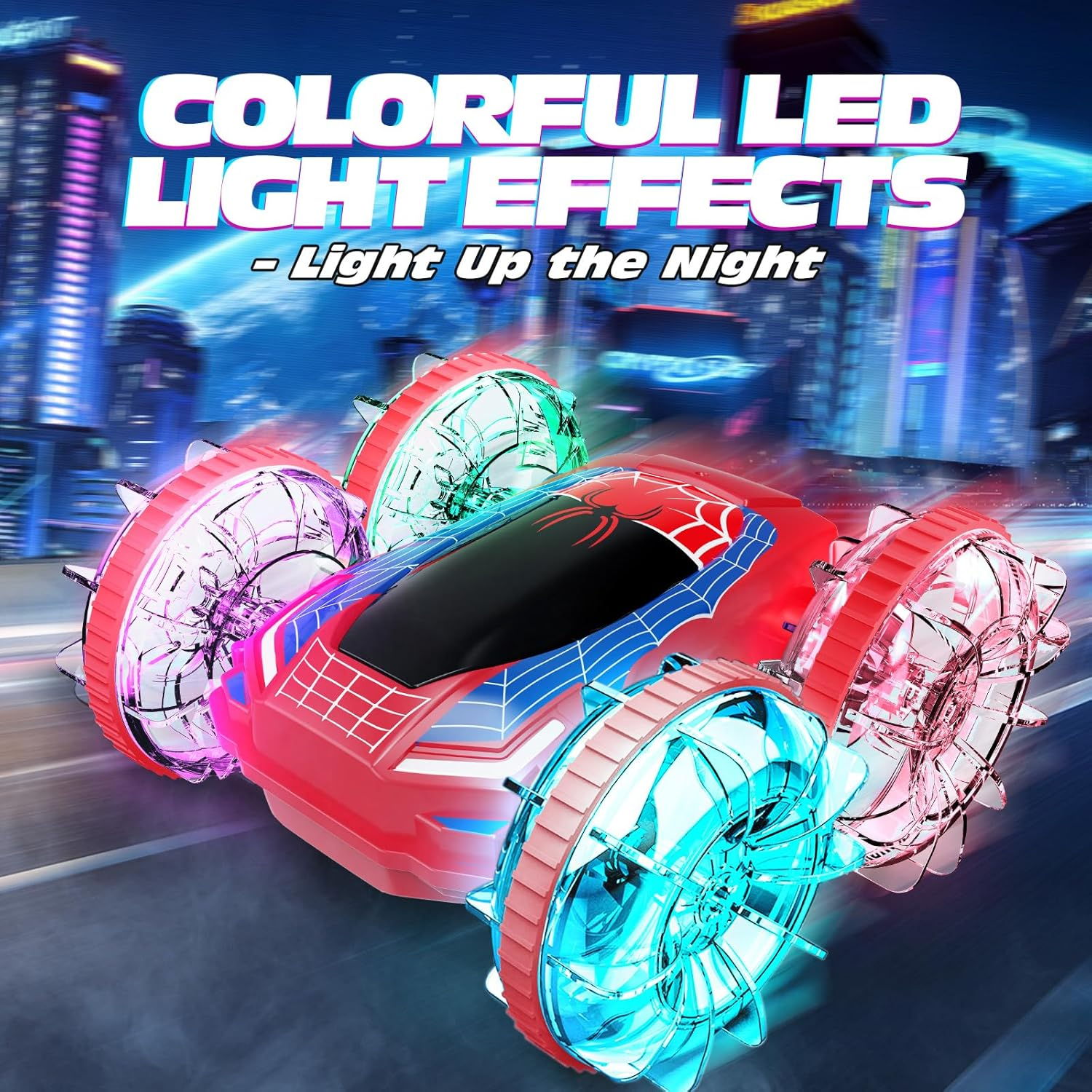 Tecnock Amphibious Remote Control Car Boat, 4WD Gesture RC Cars with Magnetic Charging, 60 Min Playtime, LED Lights, Pool Toys for Kids Ages 6-12, Toys for Boys Girls (Red) image number 2