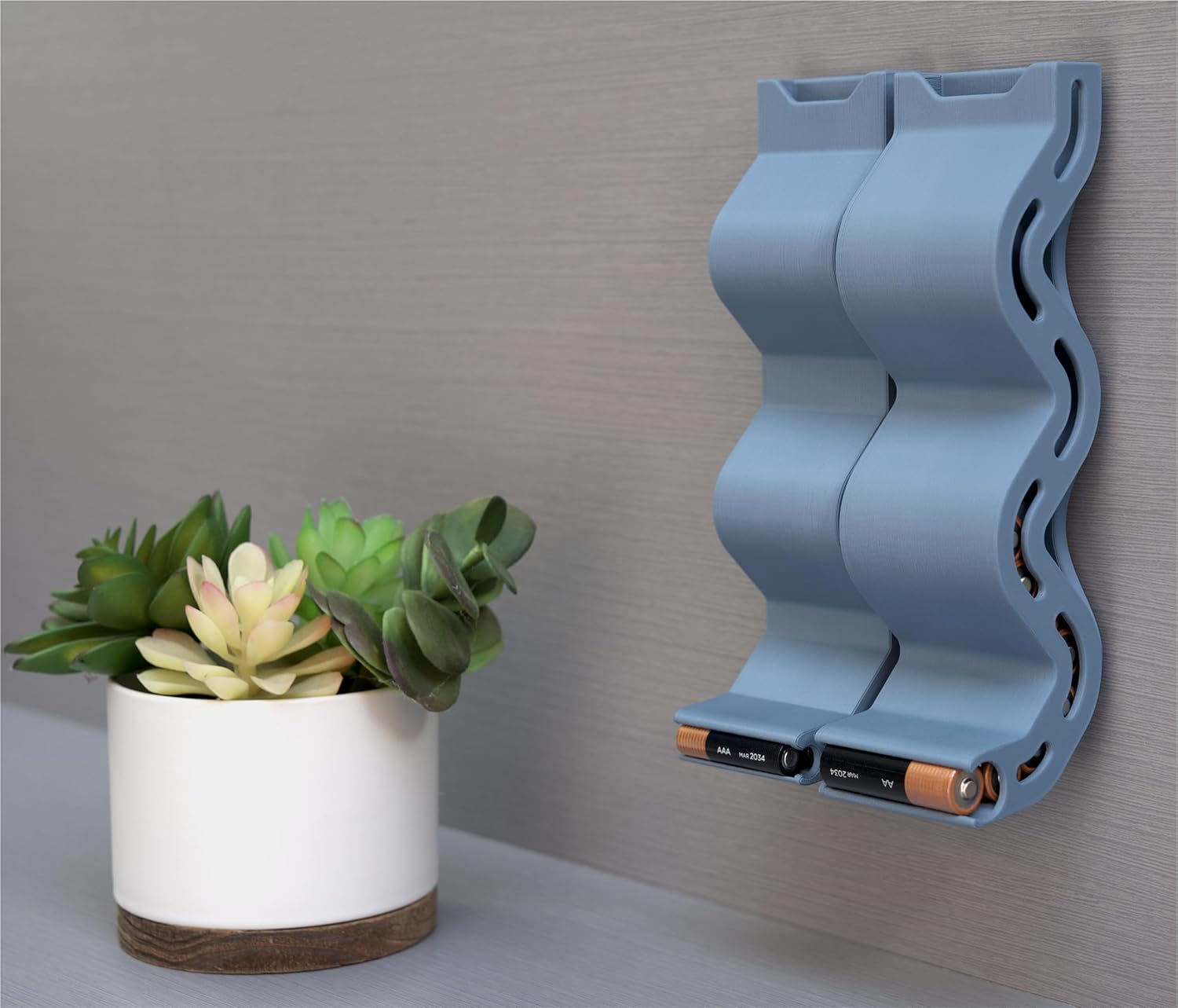 Protect Your Power - AA & AAA Battery Chute Combo, Wall Mount Battery Organizer/Battery Dispenser - Blue (Combo Pack) image number 3