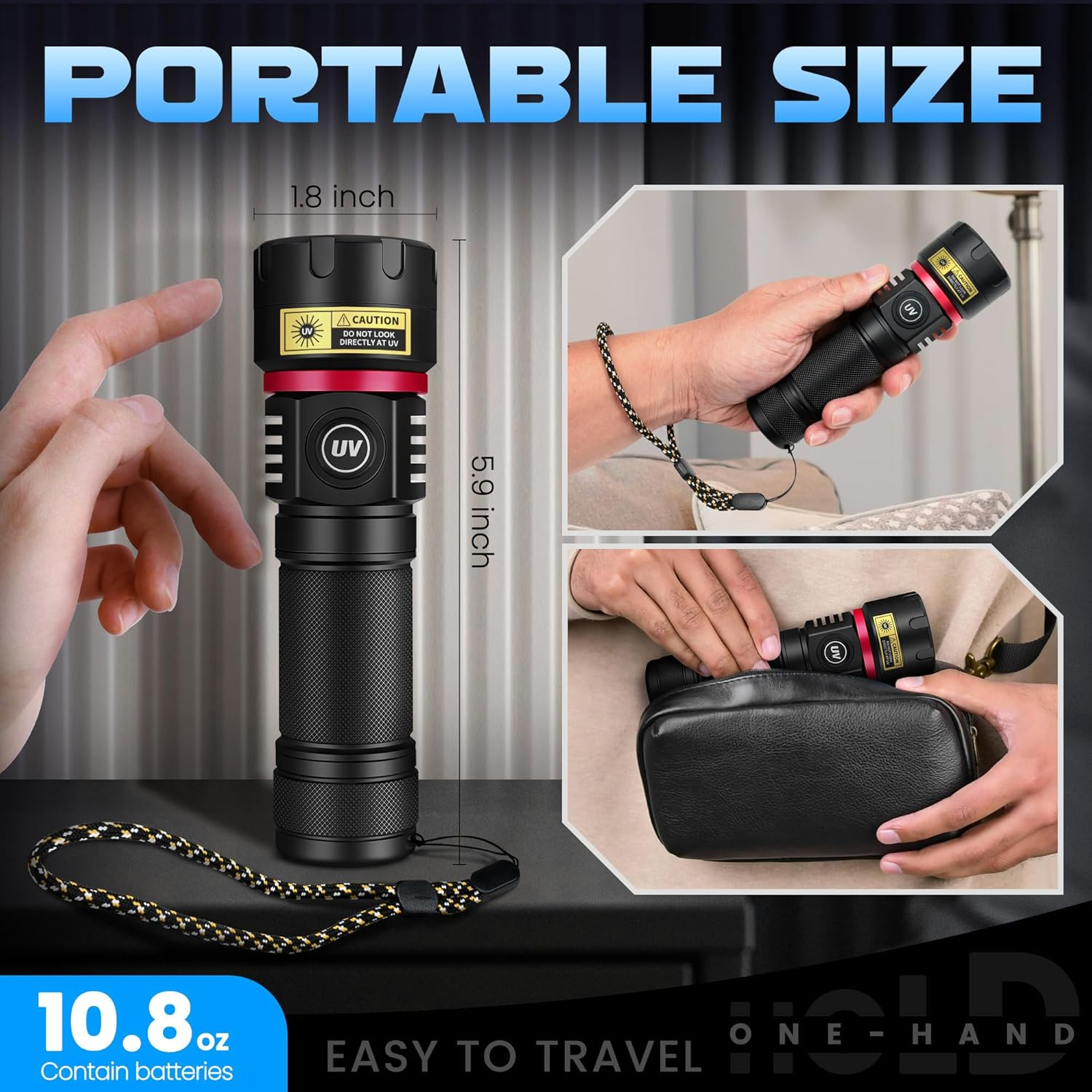 DARKBEAM UV Torch 365 Nm Black Light [6 X Quad-Core LED], Powerful 80W USB -C Rechargeable Flashlights, Wood Ultraviolet Detector for Urine, Rock, Uranium Glass, Resin image number 6