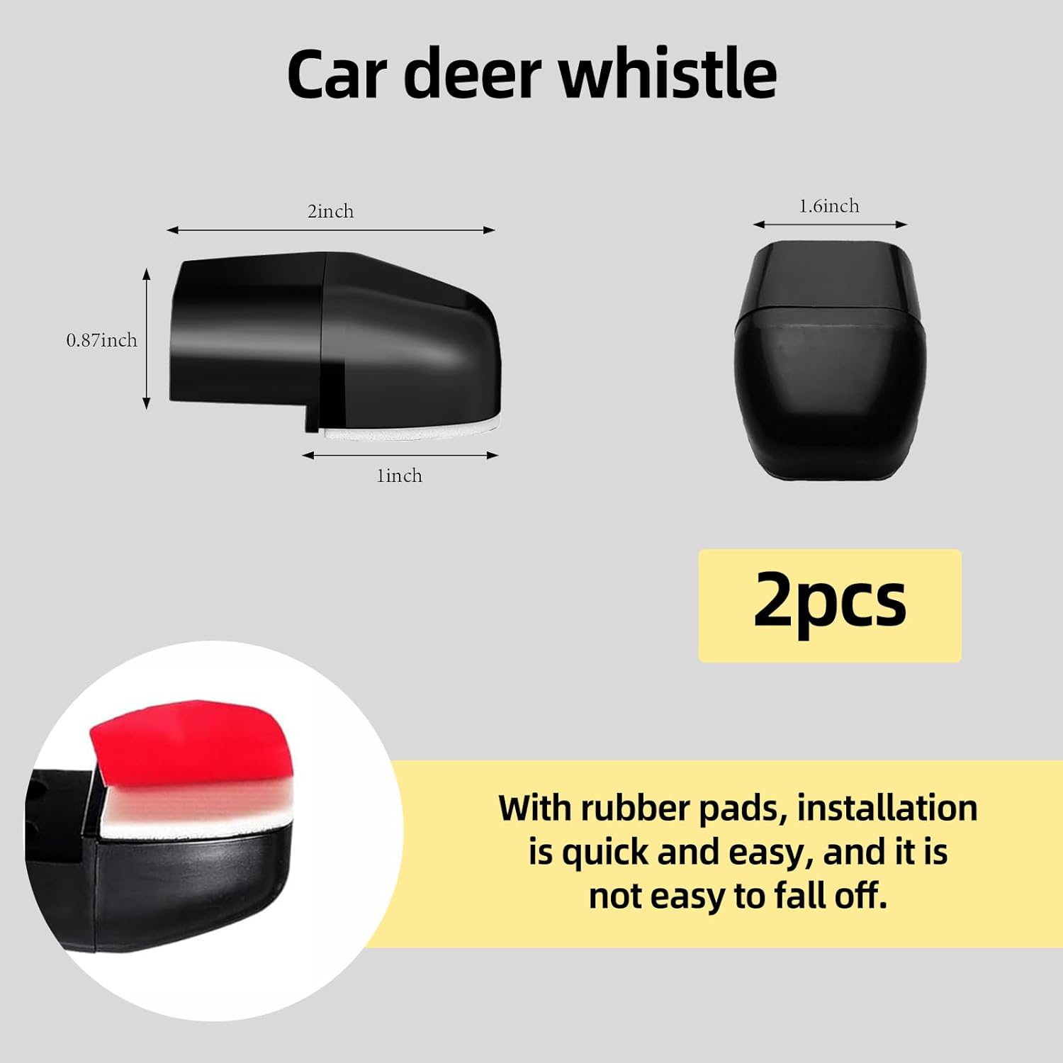 2 PCS Deer Whistles for Car - Ultrasonic Animal Warning Whistles with Adhesive Tape Vehicle Deer Alert Devices to Prevent Collisions Trucks Suvs Motorcycles Black image number 6