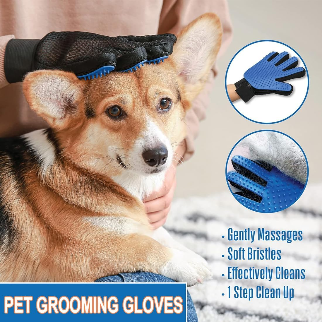 1 Pair of Grooming Glove Massage Dog Cat Cleaning Brush Bath Animals Massage Comb I Pet Brush Glove I Massage Brush I Cat Accessories Bathing and Massaging for Dogs and Cats image number 2
