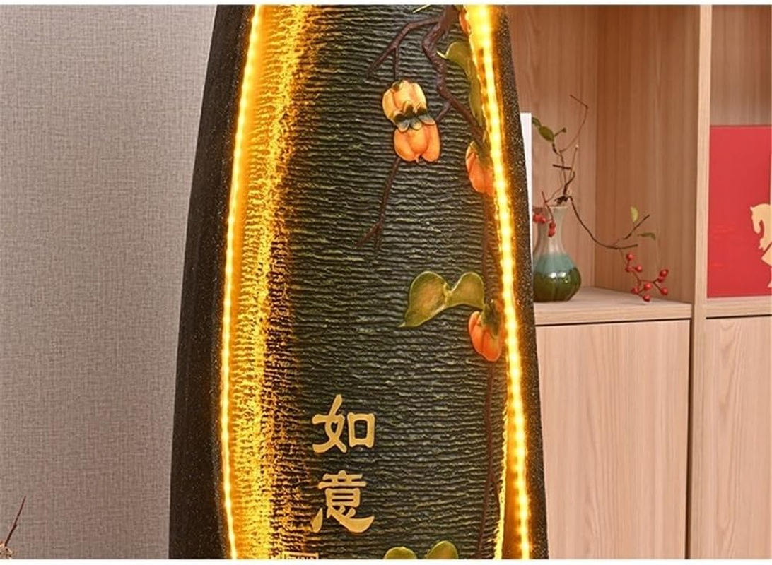 Outdoor Fountain European Style Flowing Fountain, Living Room Feng Shui Wheel Circulating Water Humidifier Office Landscape Decoration Ornaments(Black) - Gold image number 6