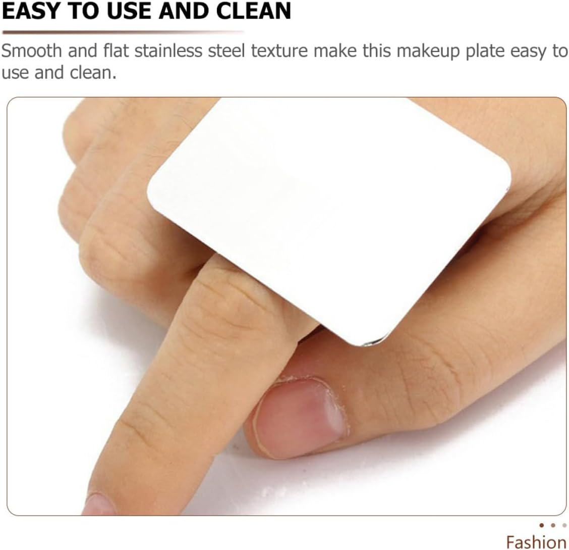 Mobestech Stainless Steel Nail Mixing Palette Set with Spatula, Small Cosmetic Makeup Mixing Tray Ring for Professional Makeup Artists and Nail Art Use image number 2