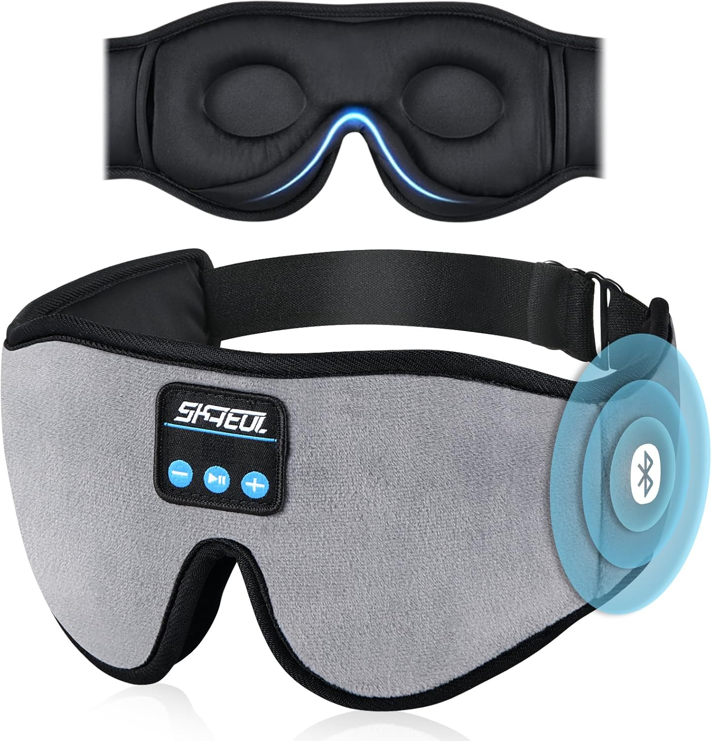 Sleep Headphones Mask, Music Eye Mask with Microphone Built-In HD Speakers, 3D Wireless Music Sleeping Headphones Sleep Eye Mask for Men Women, Zero Eye Pressure 3D Soft Eye Shade Cover for Travel (Black)