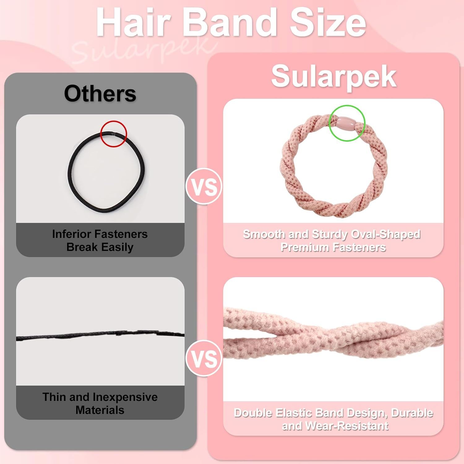 Sularpek Hair Bobbles Girls, Pack of 15 Hair Bobbles for Women, Elastic Braid Elastics, Colourful Hair Bands, Elastic Bands, Stylish Ponytail Holders for Women and Girls, Thick and Curly Hair image number 1