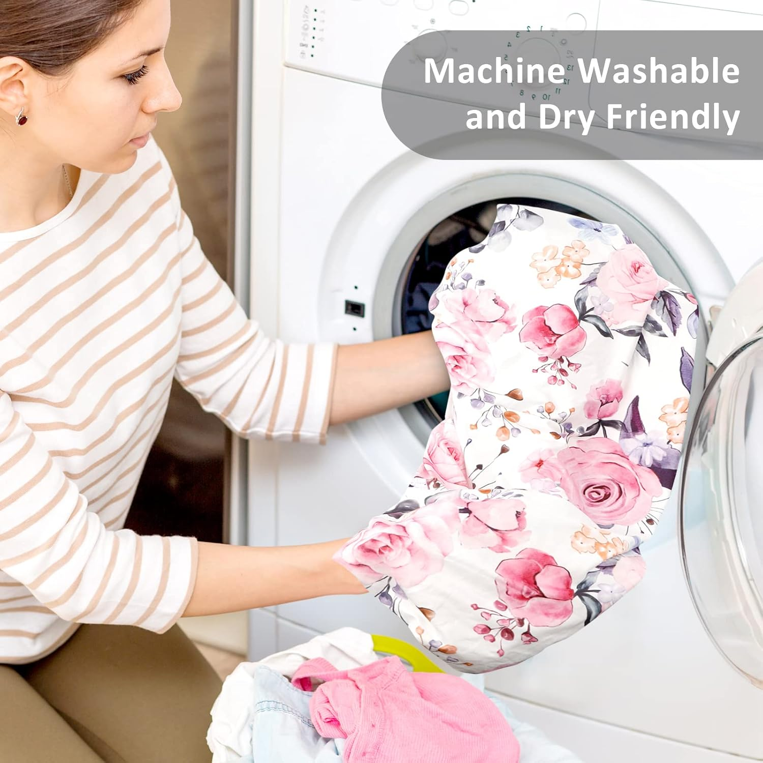 Bassinet Sheet 2 Pack Ultra Stretch Bassinet Fitted Sheet for Baby Girls Boys, Soft Universal Snug Fits Rectangle, Oval and Hourglass Bassinet Pad/Mattress, Stylish Floral image number 6