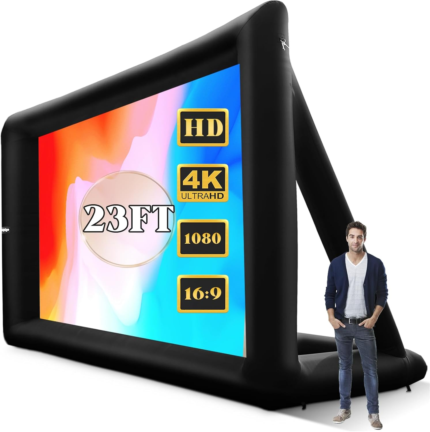 23 FT Inflatable Projector Screen Outdoor Inflatable Movie Screen Outdoor with Air Blower & Storage Bag,Front and Rear Projection for Backyard Movie Night,Tv Football Games Screening image number 3