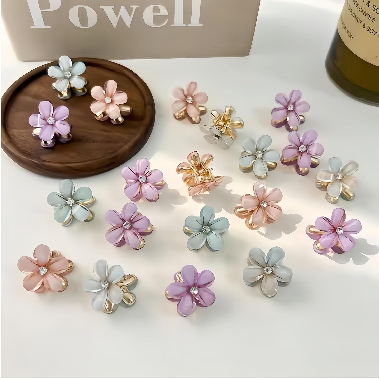 Mini Flower Hair Clips Multicolor Set of 16