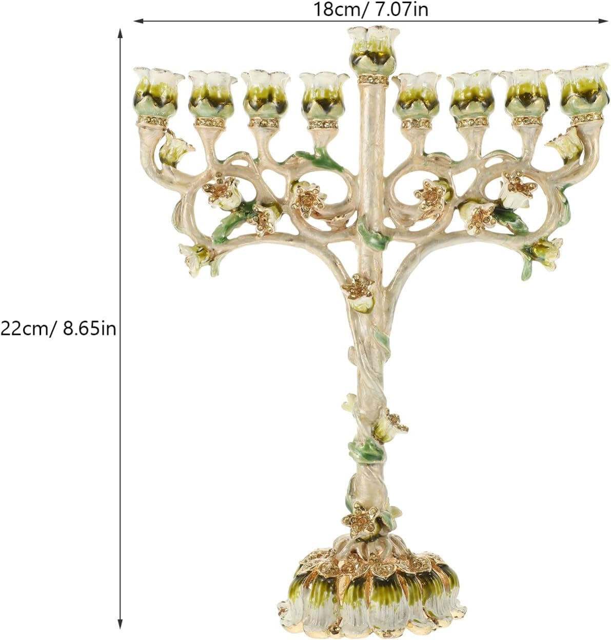 Hanukkah Menorah, Tree of Life Menorah 9-Branch Menorah Candle Holder Nine Branches Jerusalem Pillar Candle Stands Candlestick Table Centerpiece for Temple 22Cm