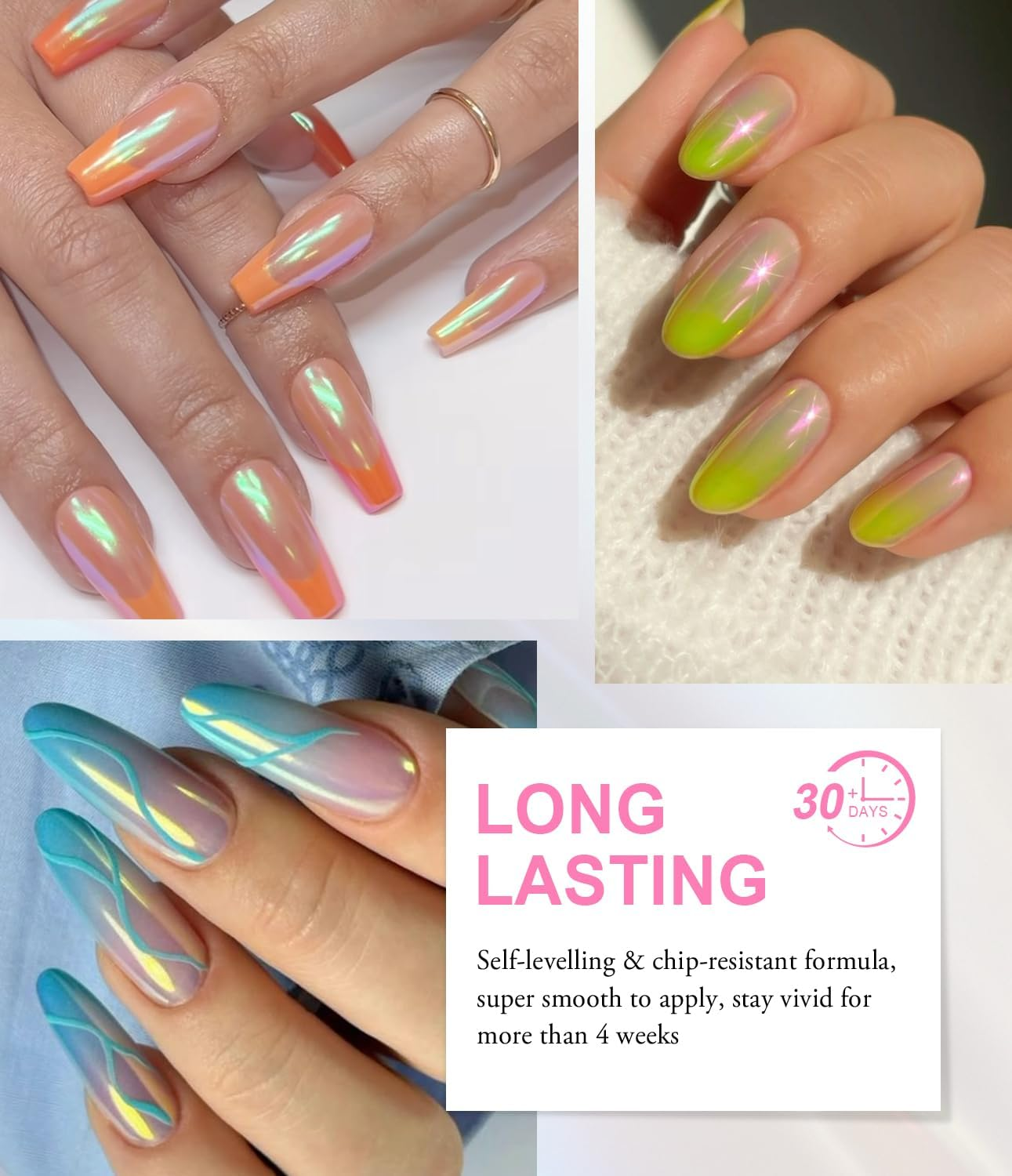 Pearl Chrome Nail Powder - LEDSUUEI Fairy Effect Chrome Nail Powder, White Chrome Powder Aurora Pigment Nail Powder Metallic Mirror Effect Nail Chrome Powder Crome Powder Nails DIY Salon image number 2