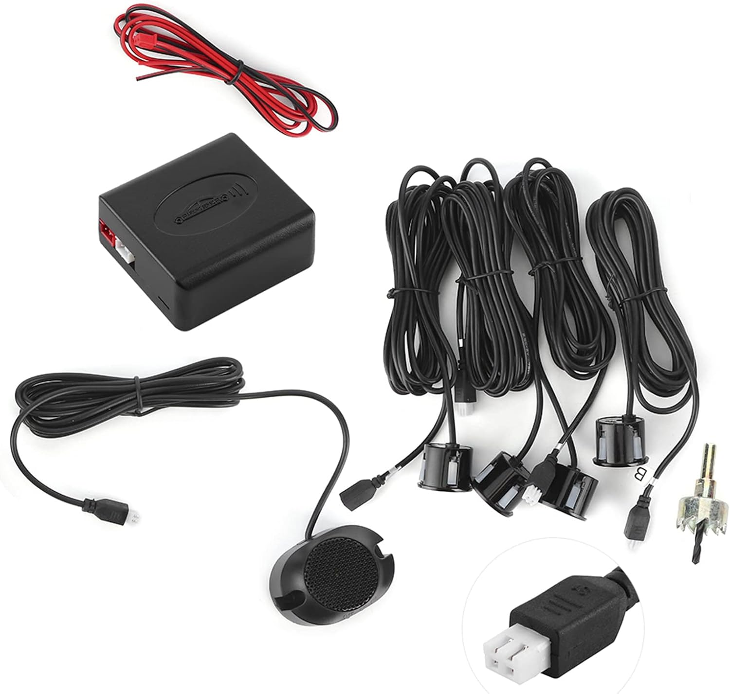 DC 12V Reverse Radar Kit, Car Parking Sensor Backup Radar Reversing Assistance Aid Kit with Audio Buzzer Alarm image number 4