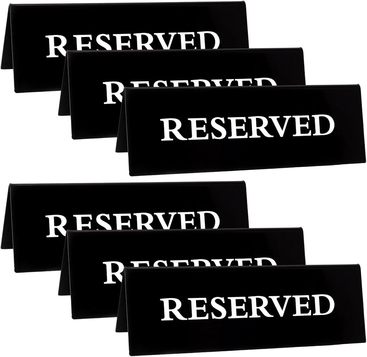 6 Pieces Plastic Reserved Table Sign for Wedding 5.9 X 2 Inches Acrylic Double Side Table Tent Black Guest Reserve Seating Signs Reservation Tables Seat Sign for Restaurant Chairs Wedding (Black, 5.9*2 Inches)