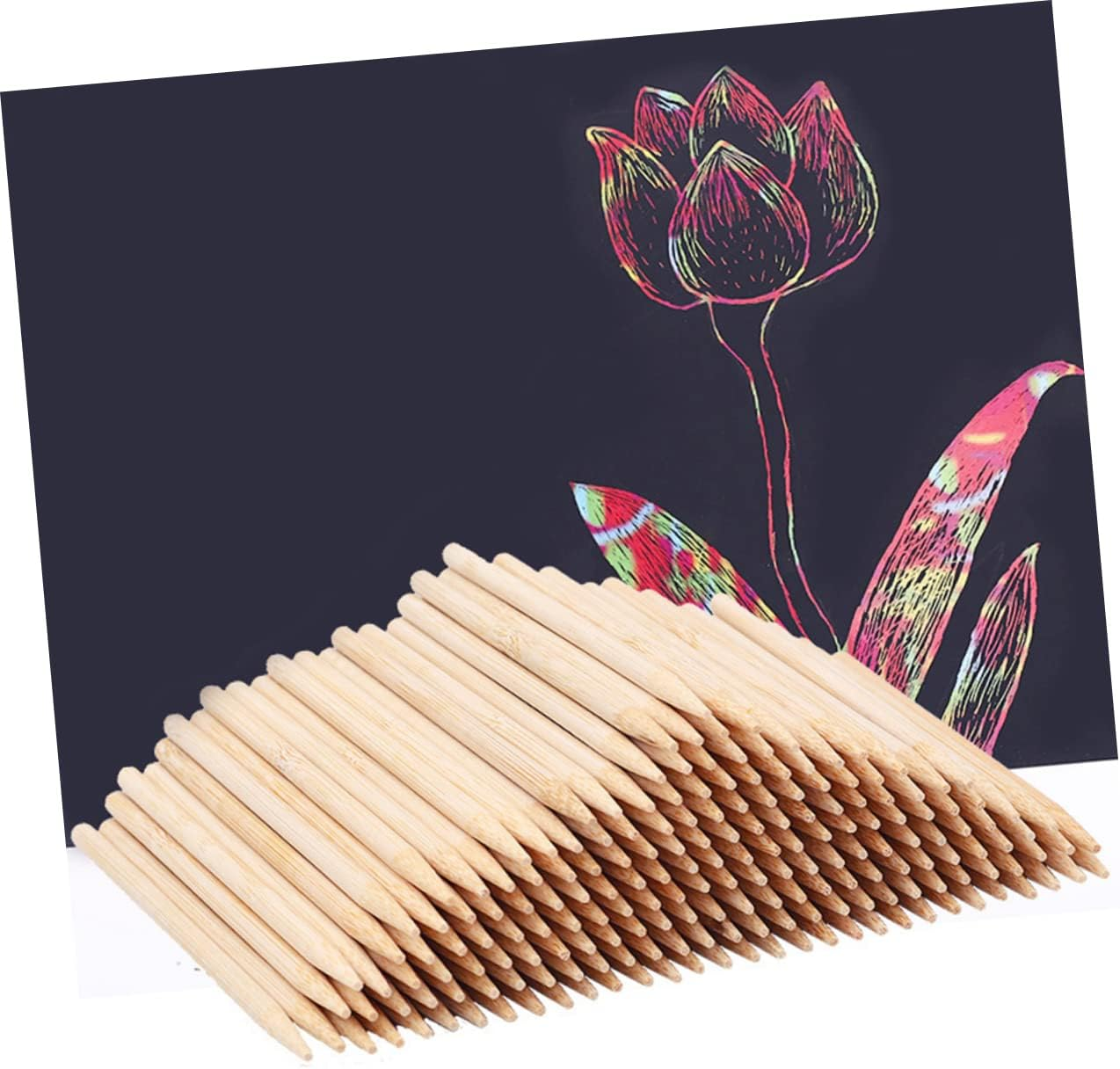 200Pcs Professional Scratch Paper Rods Scratch Drawing Sticks for Adults Boys and Girls Painting Sticks Bamboo Safe for Art Projects image number 4