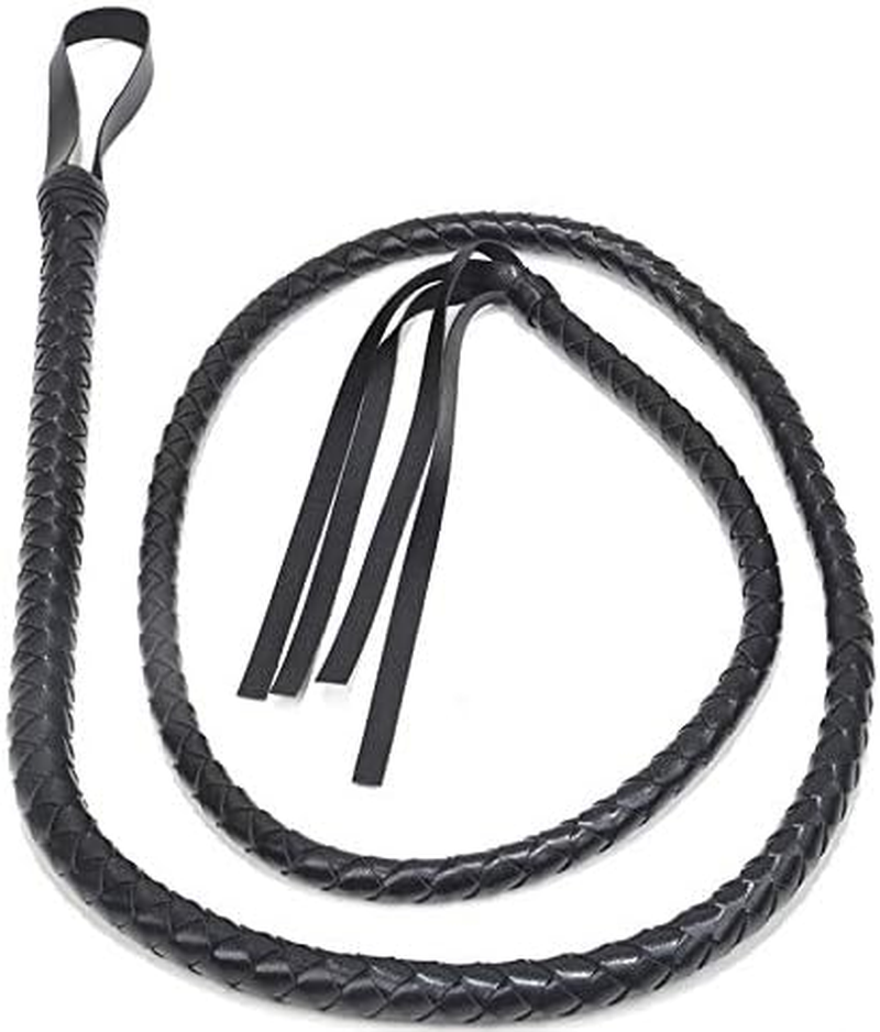 210Cm Horse Riding Crop，Handle Flogger Whip Tickler Role Play Prop Hen Party Accessories - Black image number 1