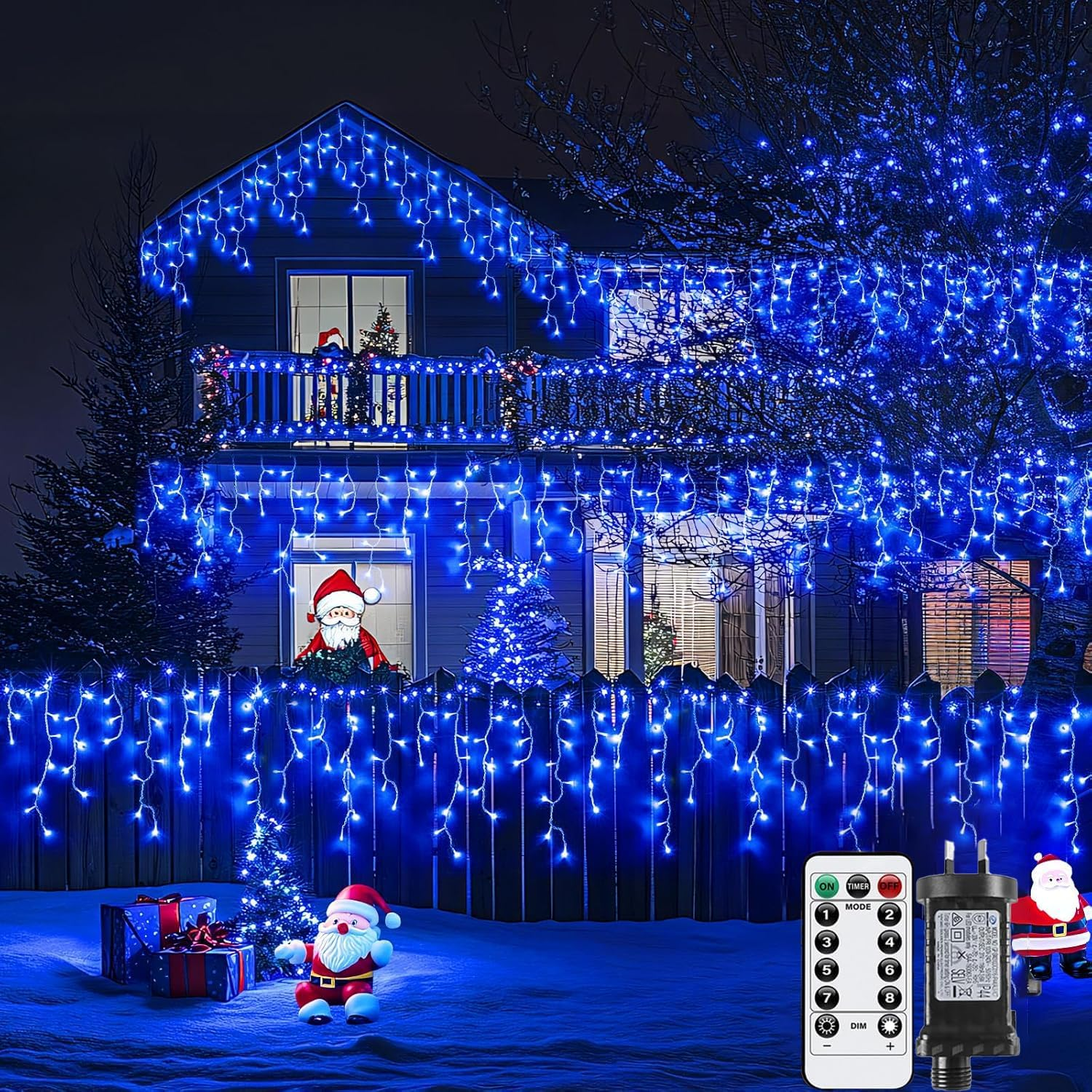 Icicle Christmas Lights Outdoor,400Led Icicle Light outside 10M Christmas String Lights Plug in LED Christmas Lights Waterproof Twinkle Lights Indoor Fairy Light Blue House Decor Christmas Decorations image number 6