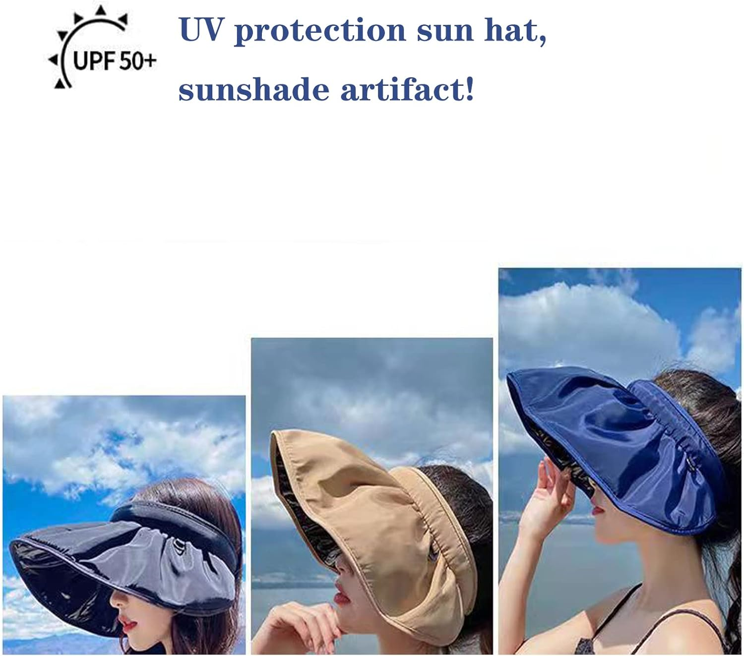Korean Women'S Solar Hat UPF50+ Ultraviolet Sun Sunscreen Sun Hat Beach Covered Face Empty -Top Sun Hat image number 2