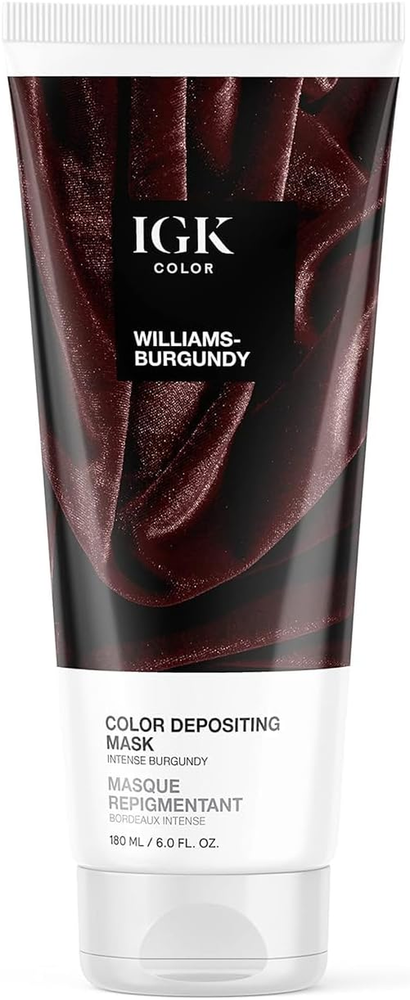 IGK Color Depositing Mask WILLIAMS BURGUNDY - Intense Burgundy | Conditioning + Hydrate + Shine | Vegan + Cruelty Free | 6 Oz image number 2