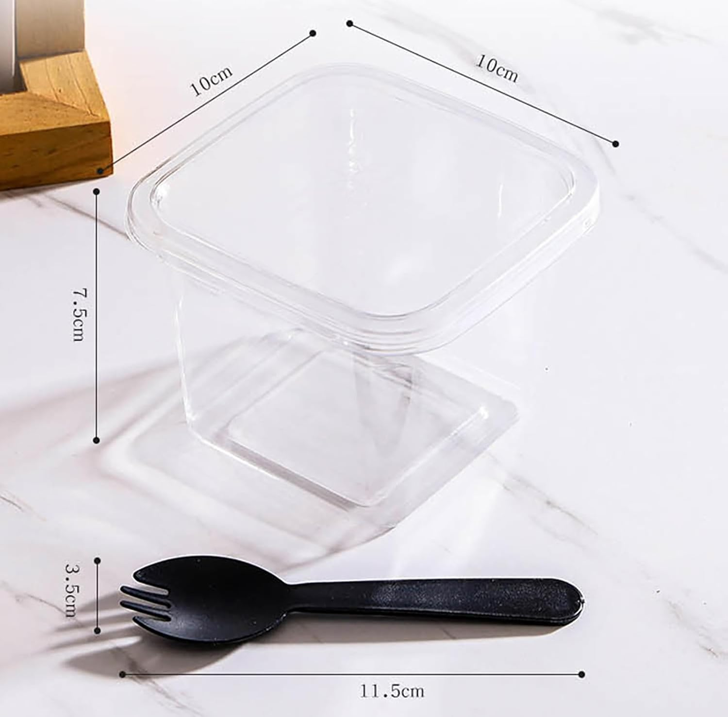 50 Pack 12Oz/400Ml Square Dessert Cups, Reusable Dessert Cups Clear Dessert Cups with Lids and Spoon (50 Set - 12Oz) image number 4