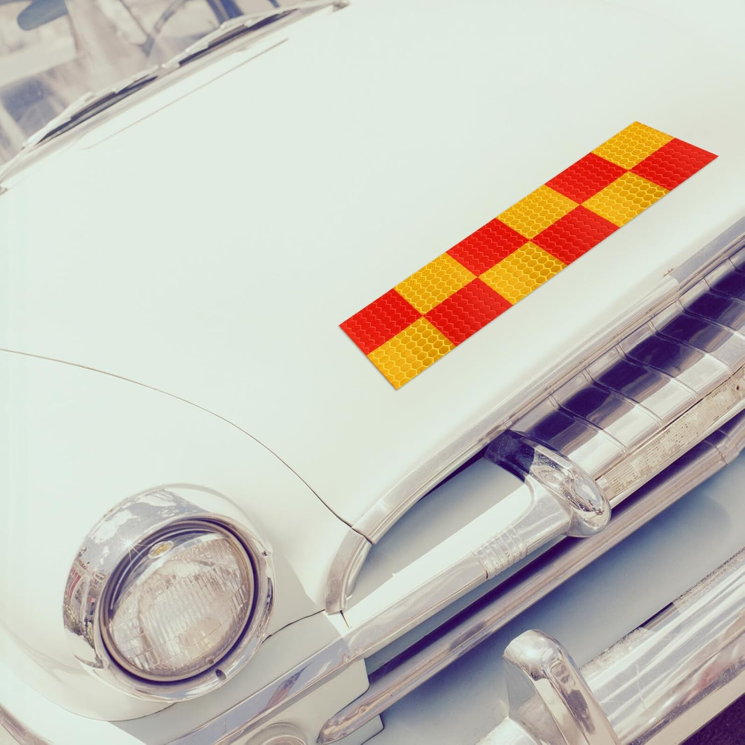 Mipcase High Visibility Reflective Tape Red Yellow Checkered Safety Warning Adhesive Tape for Trucks Cars Road Signs Helmets and Outdoor Use image number 4