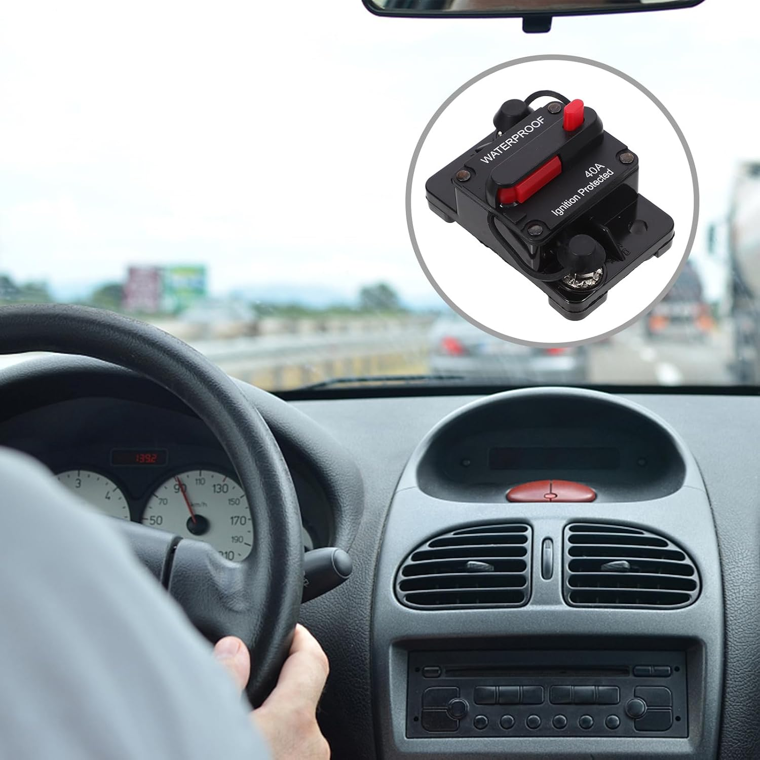 Iplusmile 40 Amp Circuit Breaker Manual Reset Inline Fuse Inverter Waterproof 12V- 48V DC Fuse Holder for Motor Car Marine Trolling Boat Manual Power image number 6