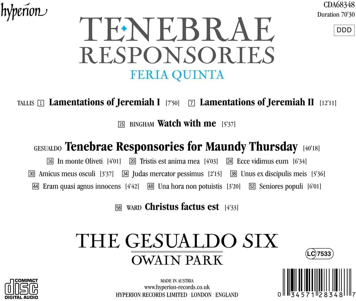 GESUALDO: TENEBRAE RESPONSORIES for MAUNDY