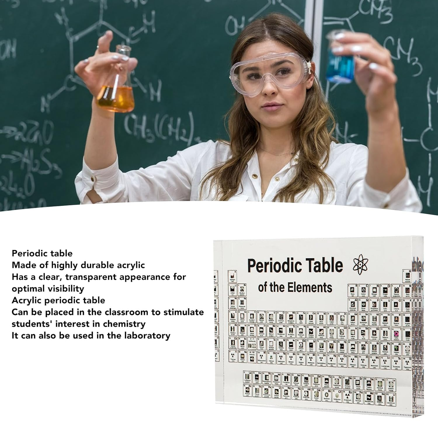 Jectse Large Periodic Table with Real Elements inside Clear Acrylic, Lightweight, Portable Chemistry Chart for Classroom, Science Lovers, Students, Gift Idea image number 2