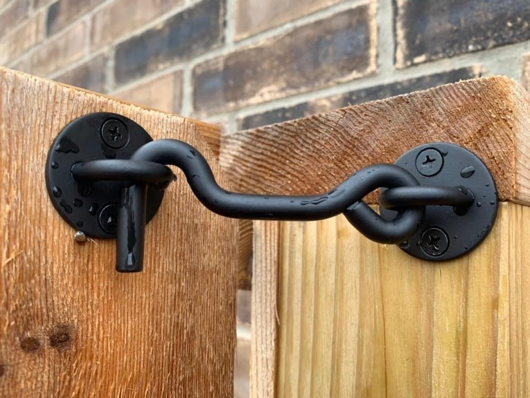 FACAICAI 4" Black Privacy Hook and Eye Latch Easy Lock for Barn Door (2 Black) image number 2