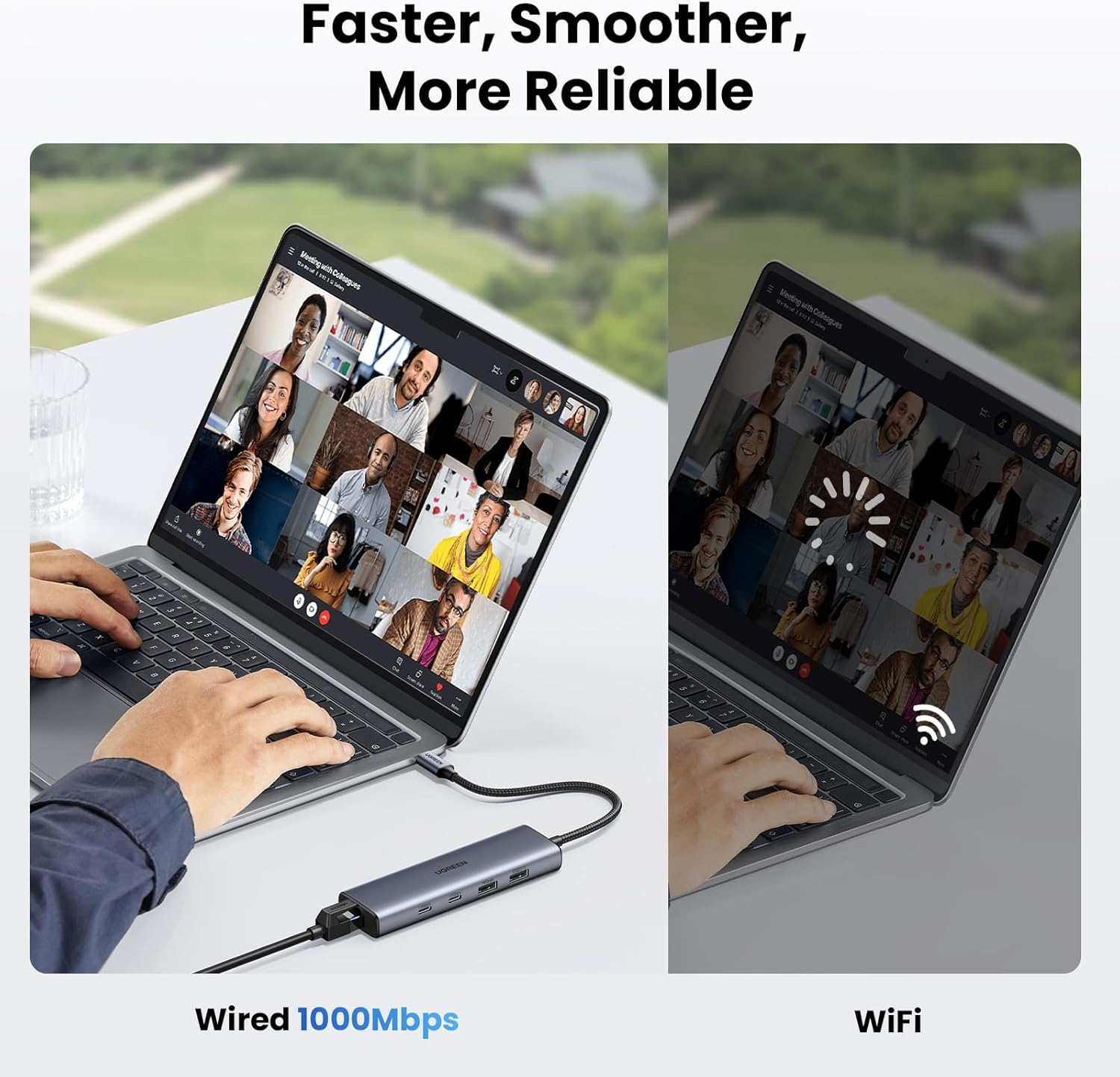 UGREEN 10Gbps USB C Hub Ethernet Adapter, 5 in 1 Network Adaptor Power Port LAN Converter for Thunderbolt 3/4 Macbook, Iphone, Ipad（Grey）