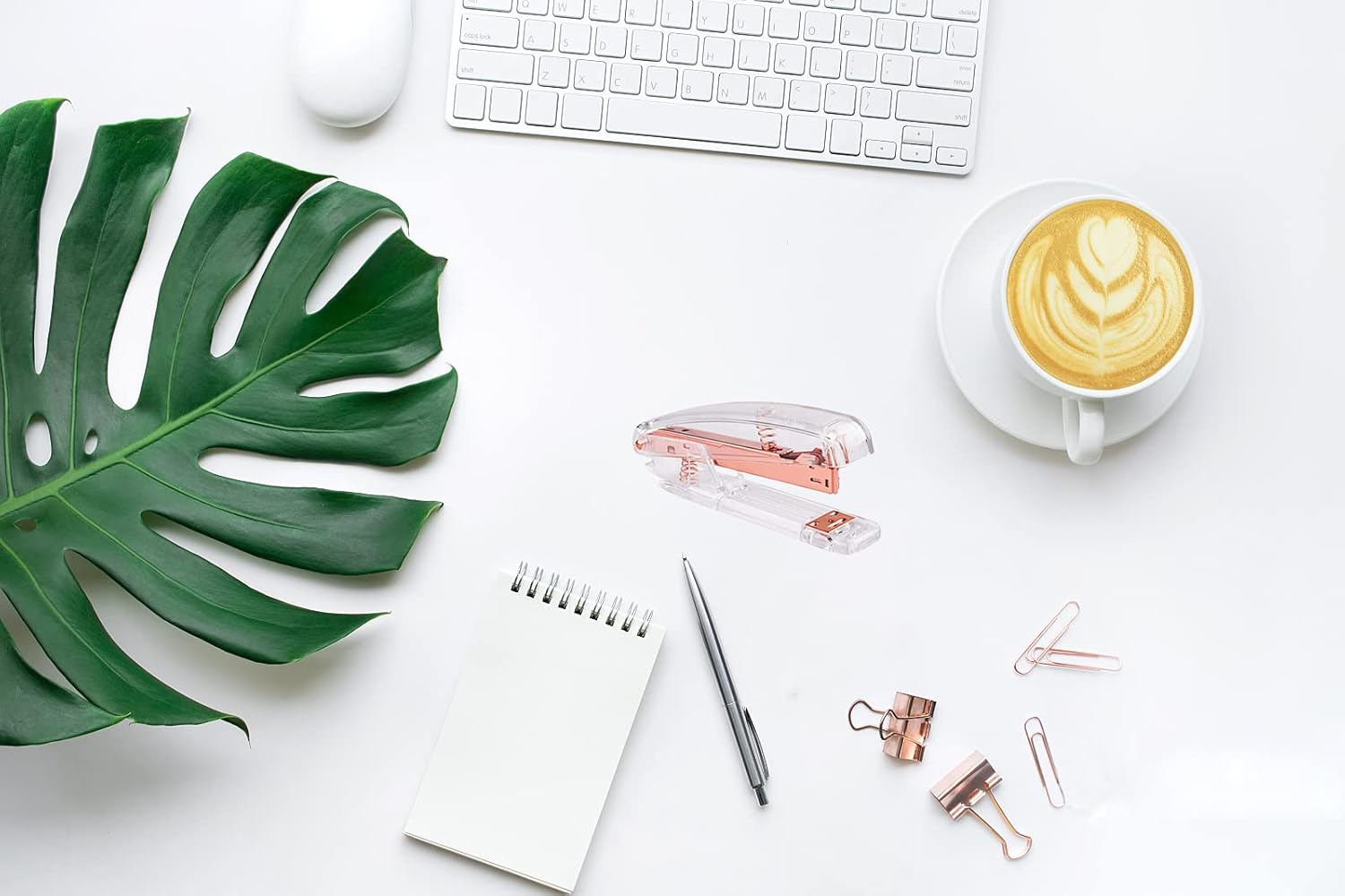 Acrylic Desktop Stapler with 1000 26/6 Staples, 6 Binder Clips & 50 Paper Clips, Desk Accessory Kit for Home Office School (Rose Gold) - Black image number 3