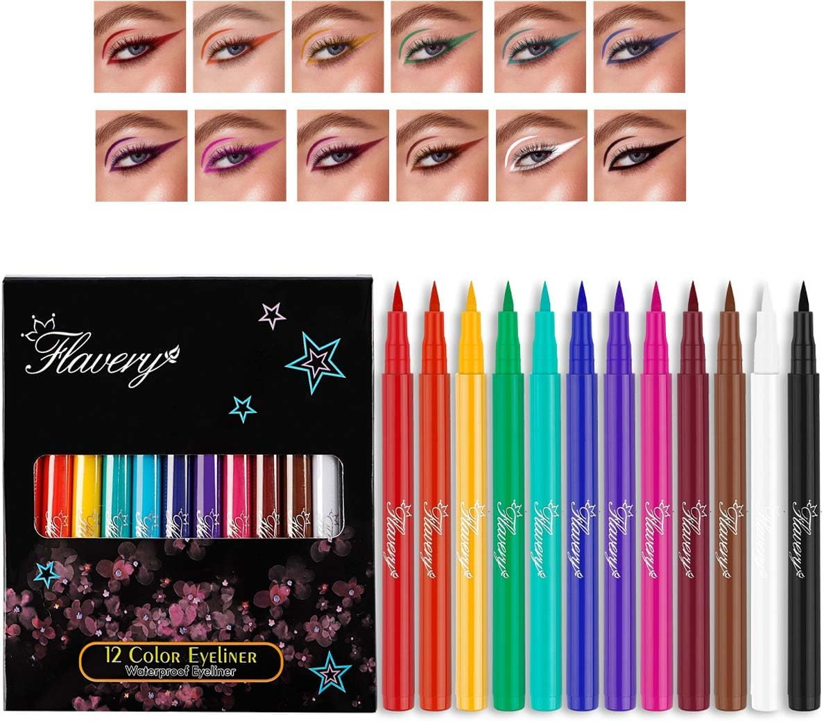 12 Colours Matte Liquid Eyeliner Set, Pigmented Eyeliner Pencil, Durable, Waterproof Eyeliner, Festival Makeup Kit for Women image number 4