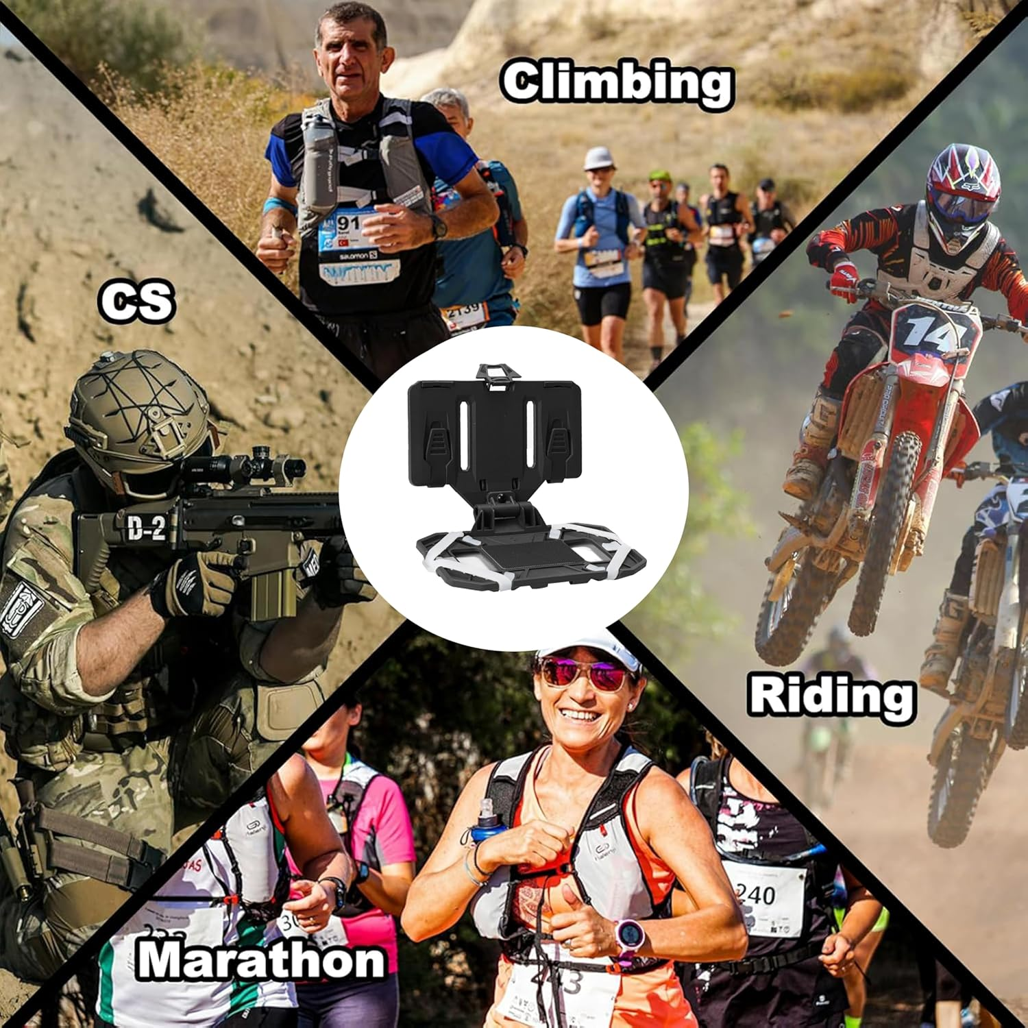 Tactical Phone Holder Pouch for Vest, Universal Mount for 4.7-6.7 Inch Screens, MOLLE Compatible (Black) image number 3