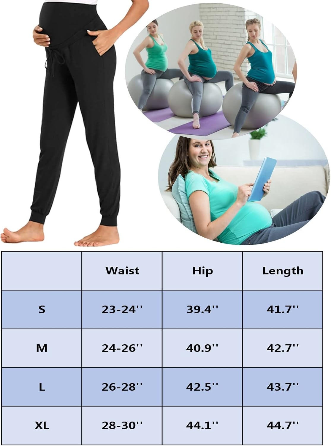 Glampunch Women'S Maternity Pants Stretchy Comfy Lounge Pants Casual Loose Pregnancy Joggers with Pockets image number 2