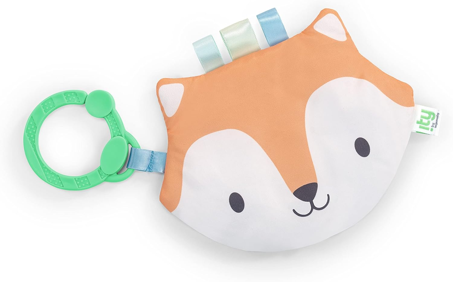 Ingenuity: Ity by Ingenuity Crinklet, Fox Crinkle Toy for Newborn and Up, Satin Ribbon Tags, C-Link Attachment, Unisex - Kitt