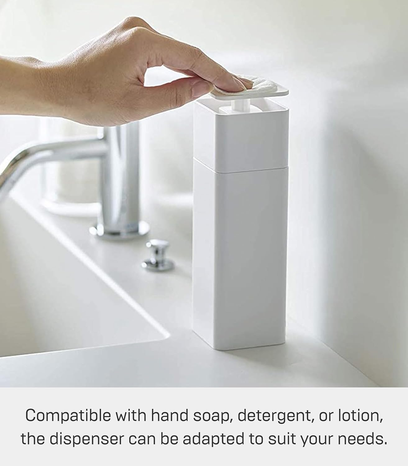 YAMAZAKI Home Home One Handed Push Soap Dispenser, Size, White (5213-P) - White image number 4